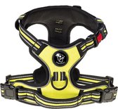 Frenkiez reflective Y harness hondentuig lockable , yellow/green, X-Small
