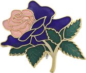 Behave® Broche bloem roos blauw roze - emaille sierspeld -  sjaalspeld