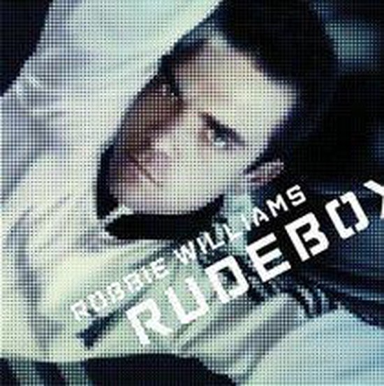 Robbie Williams Rudebox albumhoes met close-up van zijn gezicht