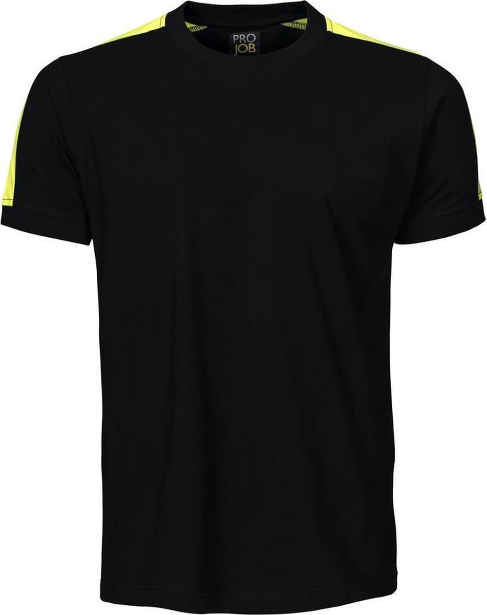 ProJob 2019 T-SHIRT MET FLUO INZETSTUKKEN 642019 - Zwart/Geel - XXL