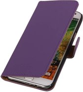 Samsung Galaxy E5 - Effen Design Paars - Book Case Wallet Cover Hoesje