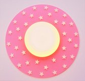 Funnylight kinderlamp sterrenwereld LED roze - XL kids plafonniere met witte glow in the dark sterren