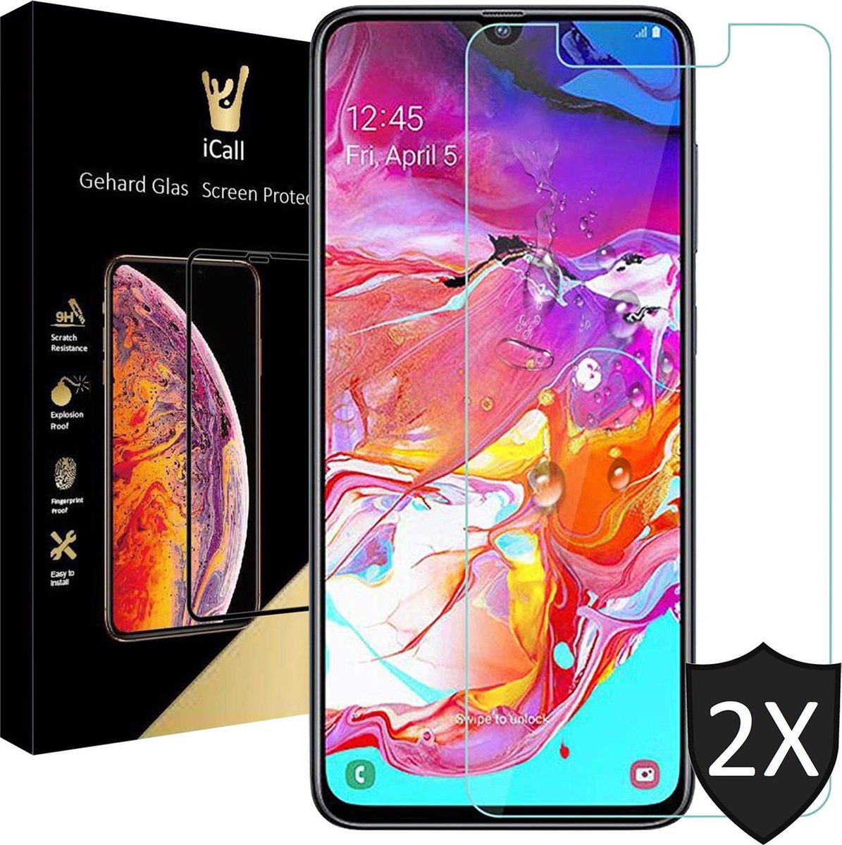 Screenprotector geschikt voor Samsung A70 - 2x Glas Screen Protector