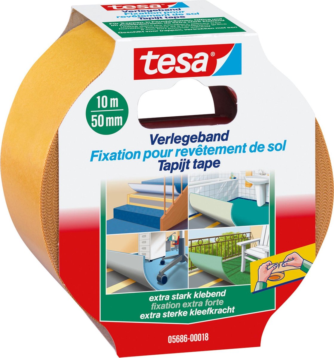 Tesa Tapijttape - 10 m x 50 mm - Tesa