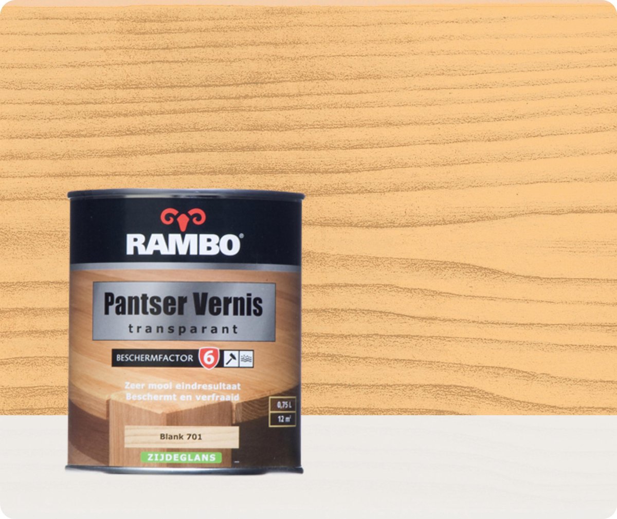 Rambo Pantser Vernis Alkyd Zijdeglans 0,75 liter - Blank