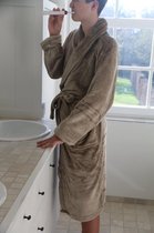 Grand Luxe - Badjas - Fleece - Taupe - maat S/M