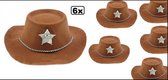 6x Cowboyhoed Sheriff bruin