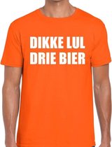 Dikke Lul Drie Bier tekst t-shirt oranje heren - heren shirt Dikke Lul Drie Bier - oranje kleding S