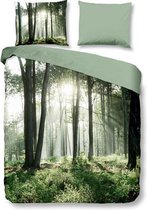 Snoozing Forest - Flanel - Dekbedovertrek - Lits-jumeaux - 260x200/220 cm + 2 kussenslopen 60x70 cm - Green