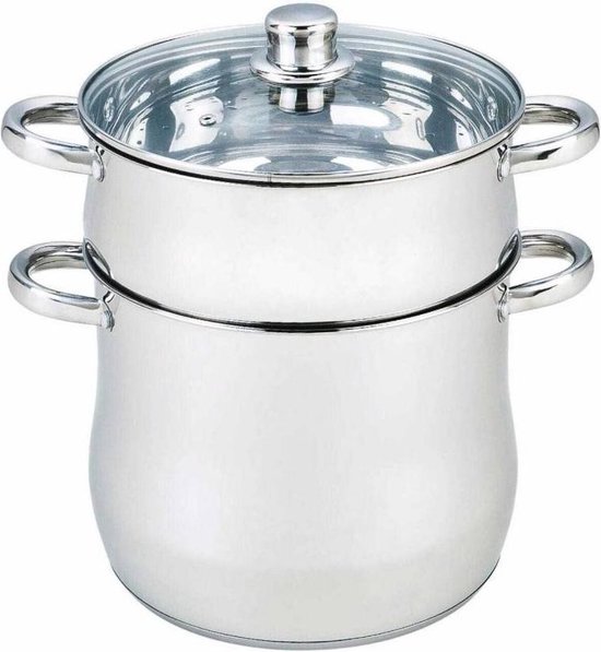 Imperial Collection Couscous Pot Met Glazen Deksel RVS 12 Liter