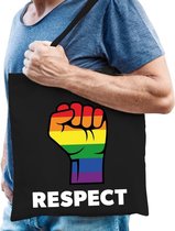 Gaypride respect regenboog tas zwart katoen - lhbt accessoire