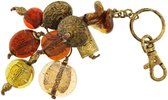 Behave® Vintage tassen hanger - sleutelhanger -bruin oud goud-kleur - 15 cm