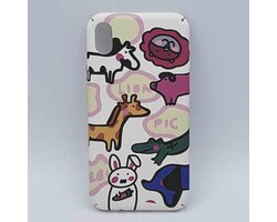 Geschikt voor iPhone XR – hoesje – funny animals on white
