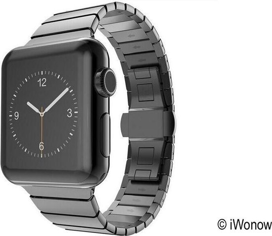 iWonow RVS bandje Apple Watch Series 1, 2, 3, 4 (42 en 44 mm) - Zwart |  bol.com