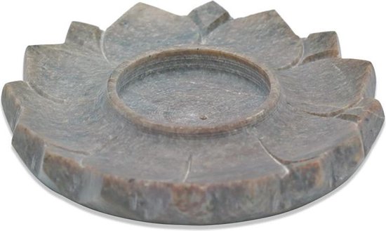 Lotus kaars- en wierookhouder zeepsteen naturel - 10 cm. van Lotus — afbeelding 3