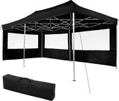 tectake® - Vouwpaviljoen 3x6m - Opvouwbaar, waterdicht, tuinpaviljoen met 2 zijdelen - Incl. haringen, tas - Terrasoverkapping, feesttent, tuintent, evenementenoverkapping, partytent - zwart