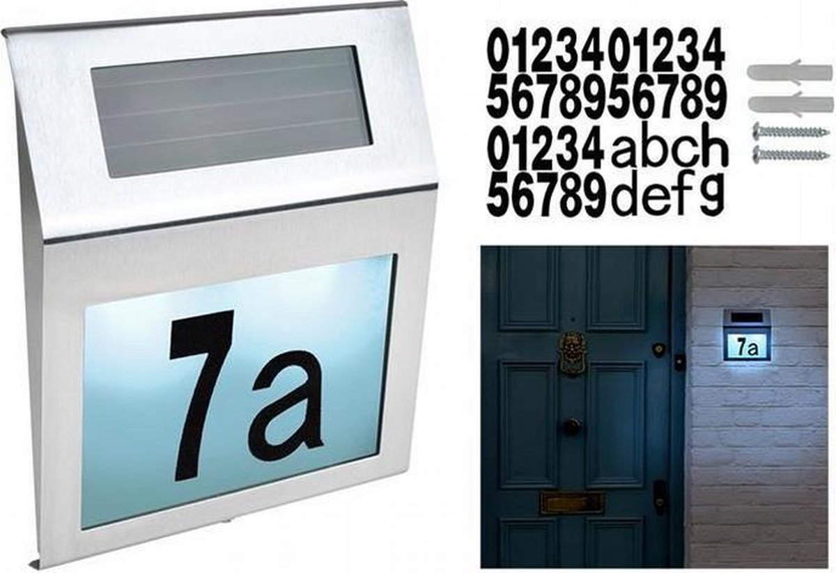 Buitenlamp LED | Met huisnummer | Zonne energie | Solar buitenlamp