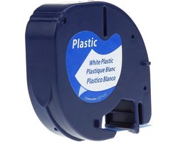 Plastic labels geschikt voor Dymo LetraTag 91201 en LT-100H - 12 mm x 4 m - Zwart op wit - 3 stuks