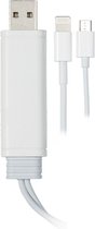 DELTACO EPZI IPLH-190, Universele Synchroniseer / Oplaad- Kabel, USB Type A naar micro-USB en 1x Lightning - Wit - 0,5m