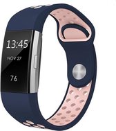 Horloge bandje voor Fitbit Charge 2 – donkerblauw roze - maat: s – verstelbaar sportbandje - sportief siliconen polsbandje – stabiele druksluiting - polsband - activity tracker ban