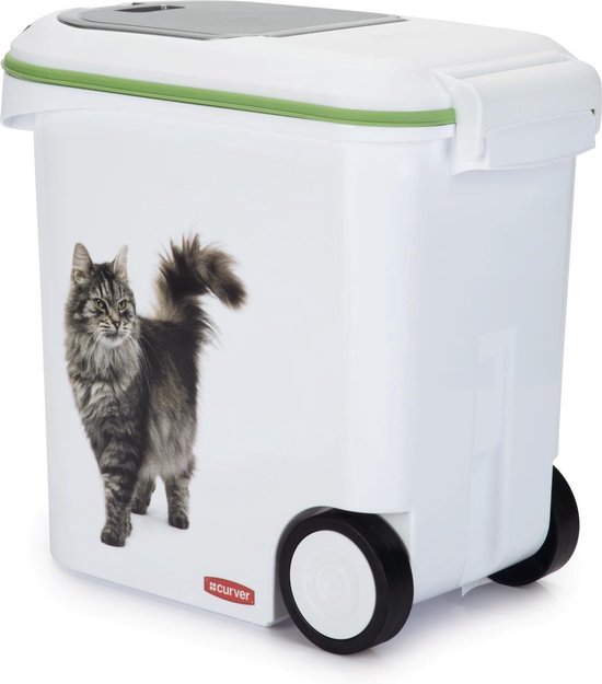Curver Voedselcontainer 4 kg I 10 L, wit/grijs/liefde huisdieren katten, 1 stuk (Pack van 1), 241098