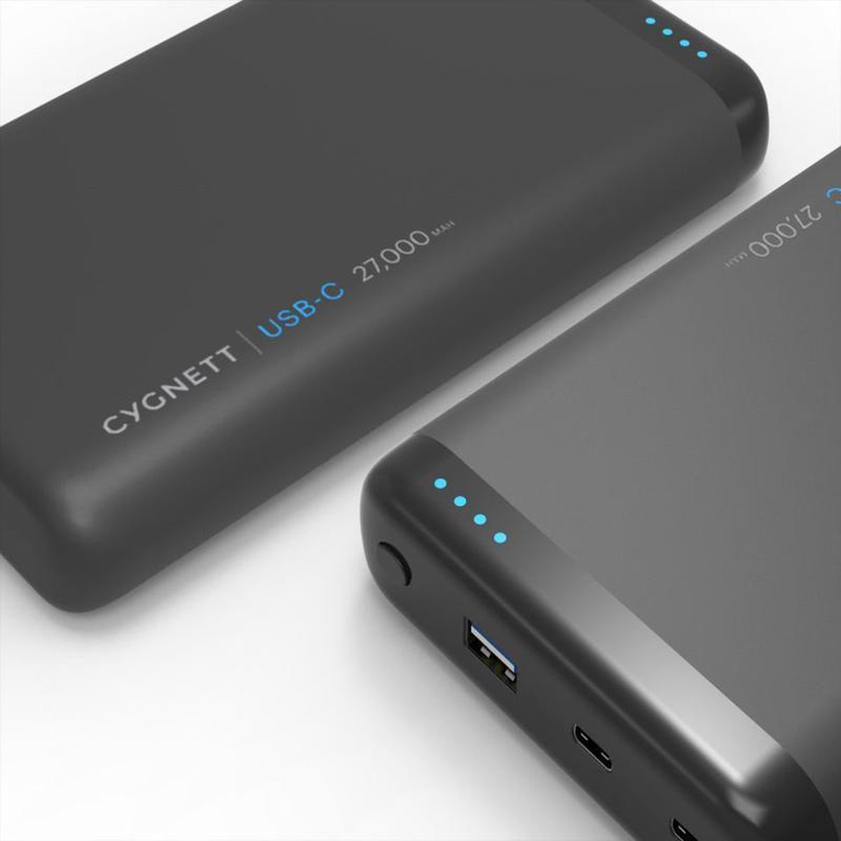 Cygnett Powerbank ChargeUp Pro 27.000 mAh - USB-C en USB 2.0 aansluitingen - 3 apparaten tegelijk opladen - Zwart