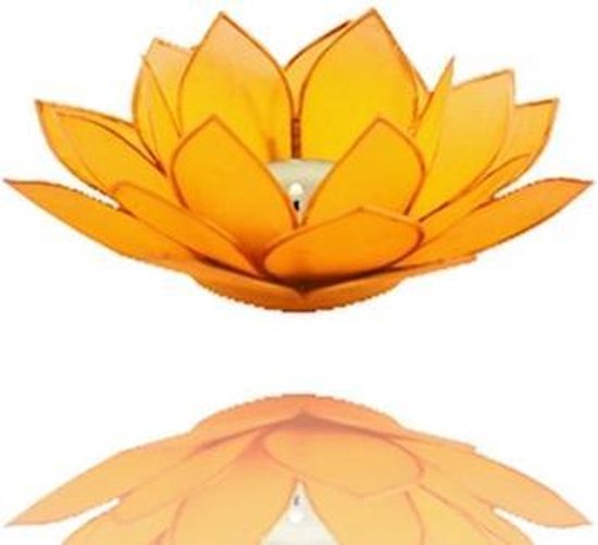 Lotus sfeerlicht geel 3e chakra goudrand - 13.5 cm - S