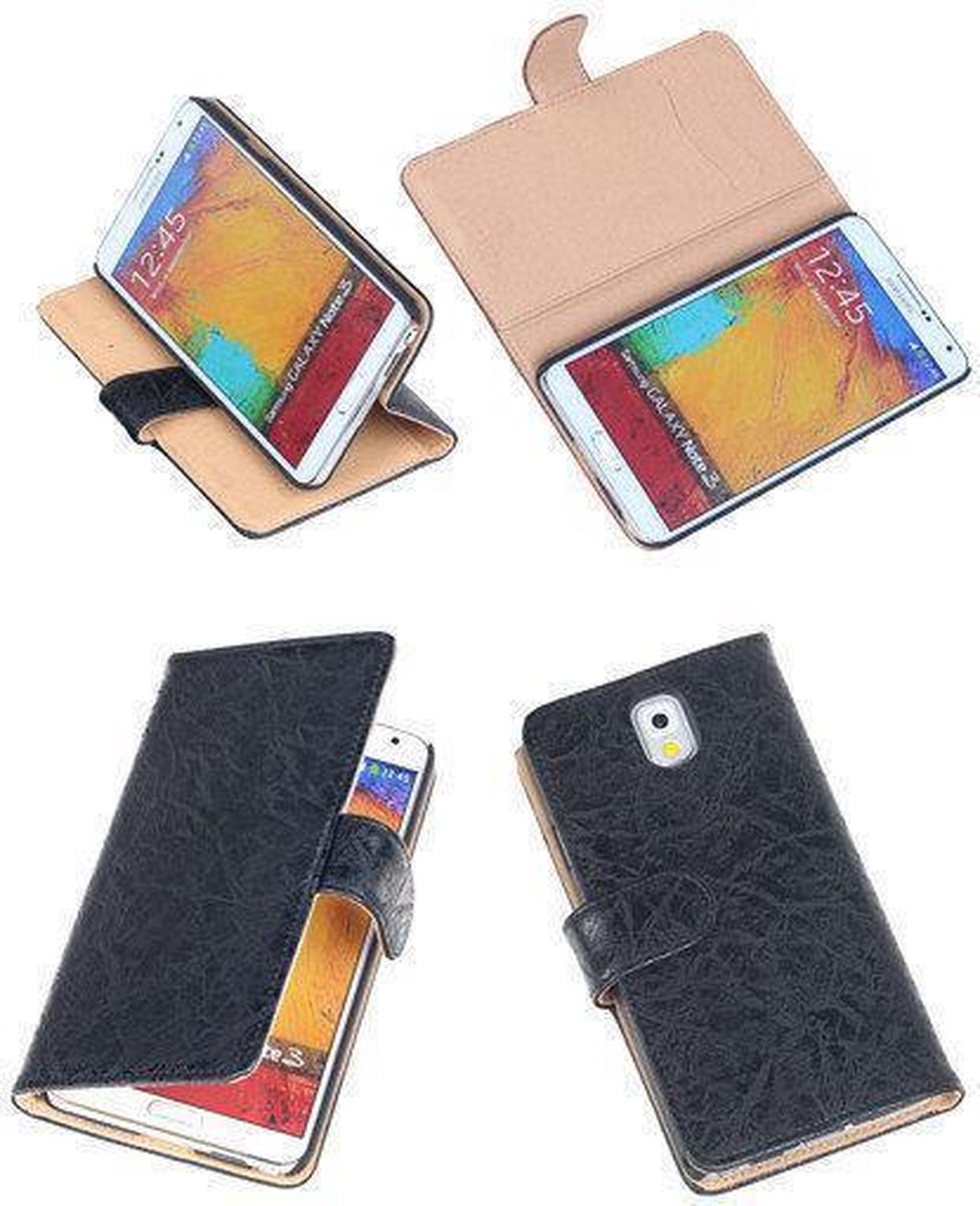 Bestcases Vintage Zwart Book Cover Samsung Galaxy Note 3