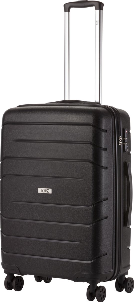TravelZ Big Bars Reiskoffer - 68cm Koffer met TSA-slot - Dubbele wielen - Zwart