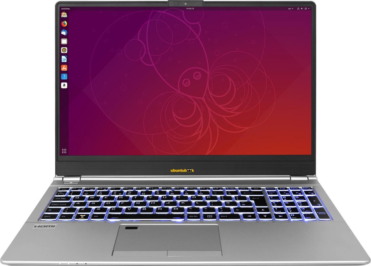 Ubuntulinux Privacy Metalen notebook 15.6" Full HD IPSscherm AZERTY