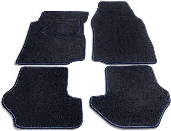 Tapis Bavepa Complete Velour Noir avec Bord Bleu Foncé Alfa Romeo Mito 2016-