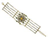 Behave Dames luxe armband goud-kleur met parels groen 20 cm