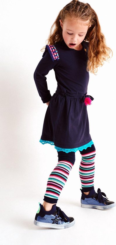 Beschrijven invoegen Kenmerkend Donkerblauw Mim-pi jurk met kleurrijke details maat 134 | bol.com