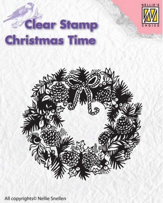 Foto: Ct013 clear stamp nellie snellen kerstkrans christmas wreath stempel krans