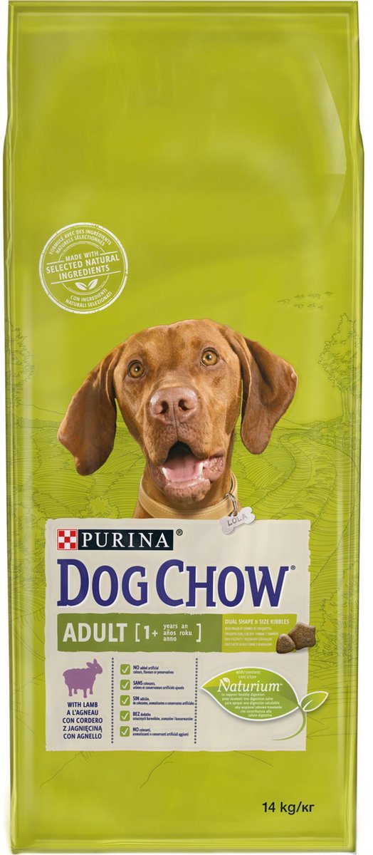 Dog Chow Purina Dog Chow Adult - Hondenvoer - Lam - 14 kg - Voor Volwassen Honden - Ondersteunt Spijsvertering & Gebit