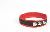 Lederen Biceps Band met drukknopen - zwart/rood