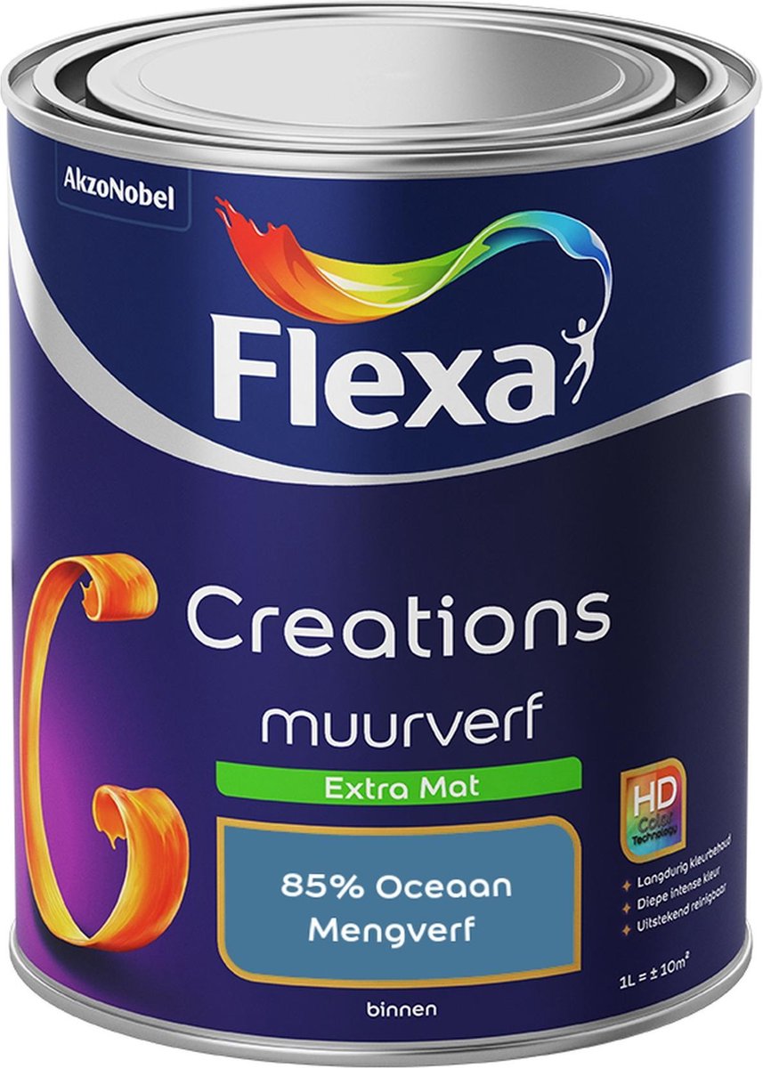 Flexa Creations - Muurverf Extra Mat - 85% Oceaan - Mengkleuren Collectie- 1Liter