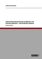 Unternehmensbewertung Im Rahmen Von Fairness Opinions - Eine Kritische Analyse