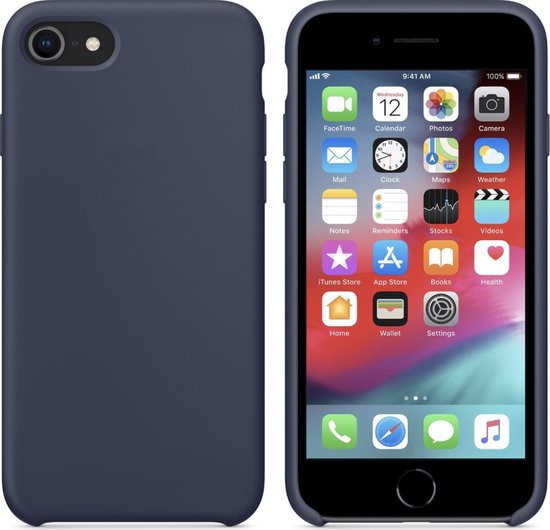 siliconen hoesje - donkerblauw - Apple iPhone 7 en 8 - middernacht... | bol.com