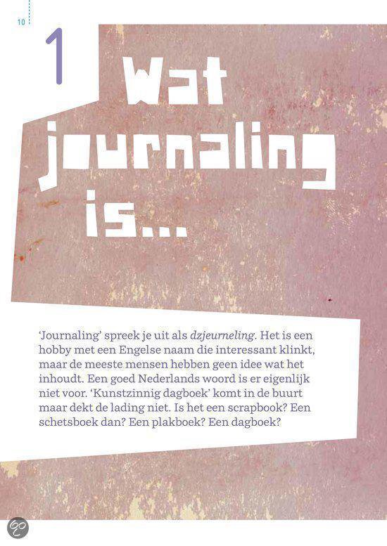 Tekst "wat journaling is..." op een roze achtergrond met textuur.