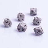 10 Vlakken Tienzijdige Dobbelstenen Grijs met Zwart 16mm Set van 10 Stuks