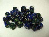 Chessex Gemini Blue-Green/gold D6 12mm Dobbelsteen Set (36 stuks)