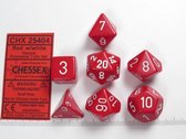 Chessex dobbelstenen set 7 polydice Opaque Red w/white