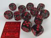 Afbeelding van het spelletje Chessex dobbelstenen set, 12 6-zijdig 16 mm, transparant donkergrijs met rood