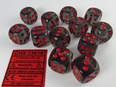 Chessex 12 x D6 Set Translucent 16mm - Smoke/Red