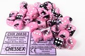 Chessex Gemini Zwart-Roze/Wit D6 12mm Dobbelsteenset (36 stuks)