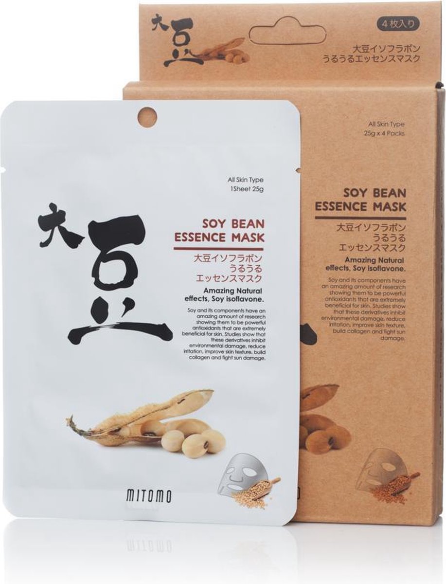 Mitomo Soy Bean Gezichtsmasker - Gezichtsmasker Verzorging - Face Mask Beauty - Face Mask Japans - Gezichtsverzorging Dames - Japanse Gezichtsmaskers - Rituals Skincare Sheet Mask - 10 Stuk
