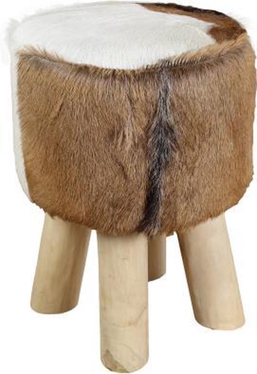 Poef rond - ø33 cm - geitenhuid