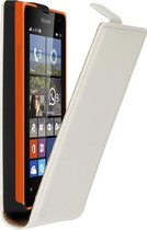 Lederen Wit Microsoft Lumia 435 Premium Flip Case Cover Hoesje