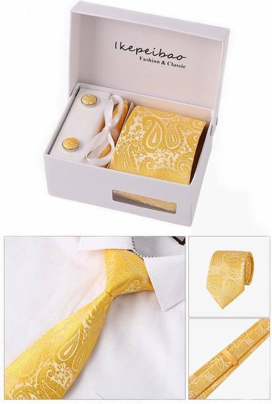 Set de cravate élégant dans une boîte- cadeau - avec Boutons de manchette,  pochette de... | bol.com